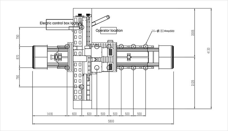 foundation drawing of gantry milling machine vm-1520ncrg