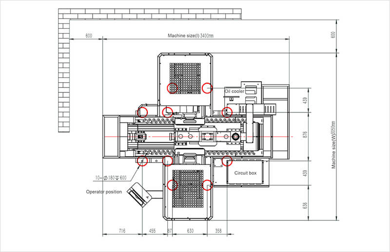 Foundation Drawing of Duplex Milling Machine TH-450NC