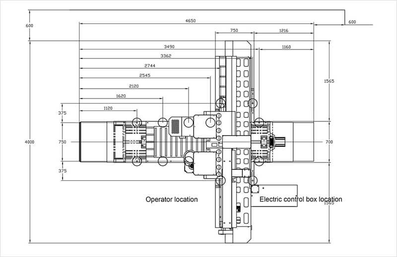 foundation drawing of gantry milling machine vm-8015ncg