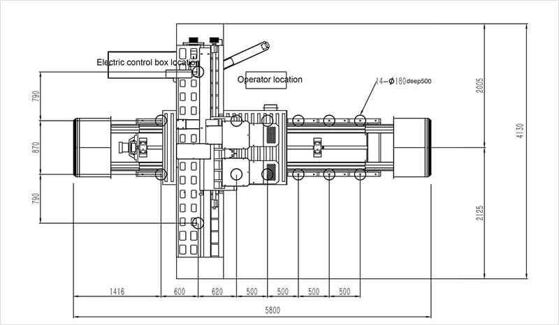 foundation drawing of gantry milling machine vm-1520ncg