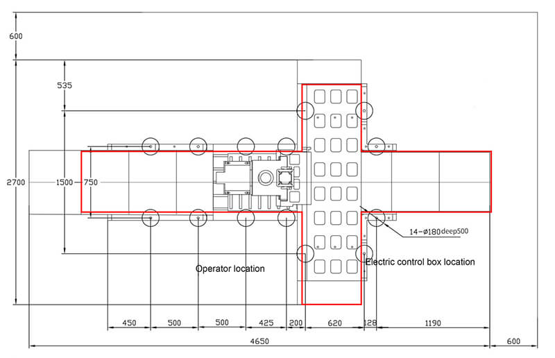 foundation drawing of gantry milling machine vm-8015nc