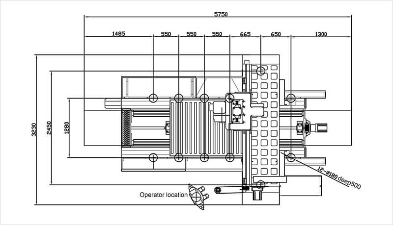 foundation drawing of gantry milling machine vm-1520nc