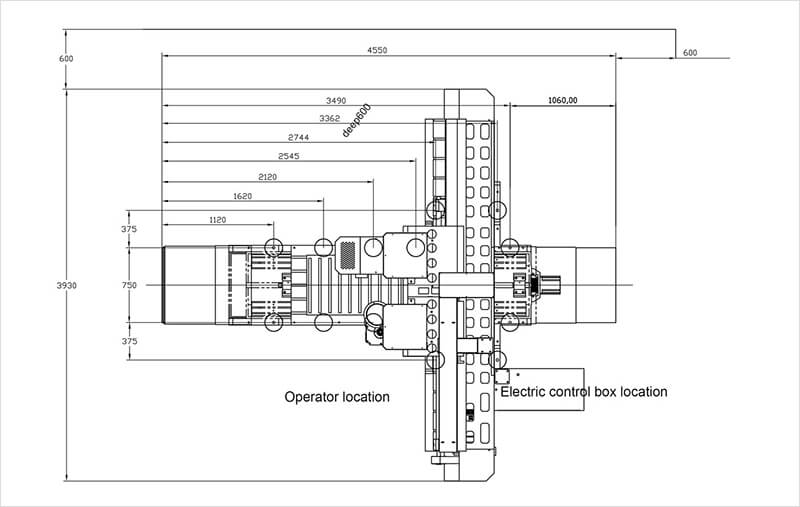 foundation drawing of gantry milling machine vm-8015ncrg